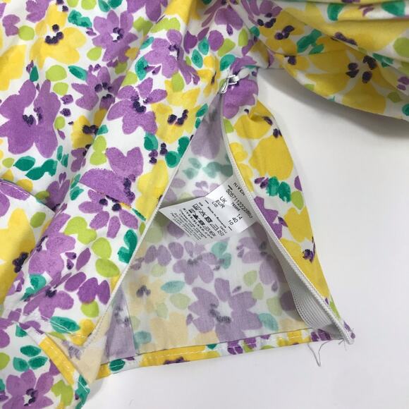 River Island floral Puffed Sleeve tie front crop top Yellow and Purple size 14 - Picture 9 of 14
